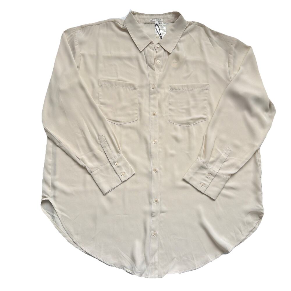 NWT REMI X REVOLVE Shirt Womens 1X Bone Off White Button Up Relaxed Oversized - Picture 10 of 11